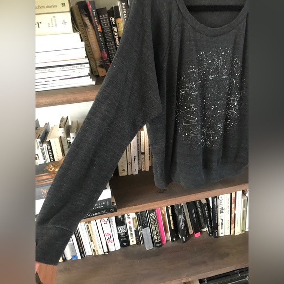 EUC FLUFFY CO Camping Chic Astrology GraphicDark Grey Raglan Sleeve Sweatshirt M - Picture 7 of 10